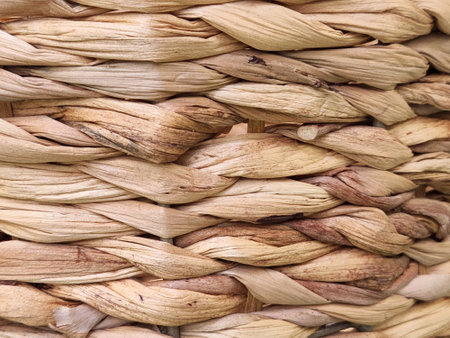 Wicker background. Vintage wicker background. Wicker surfaceの写真素材