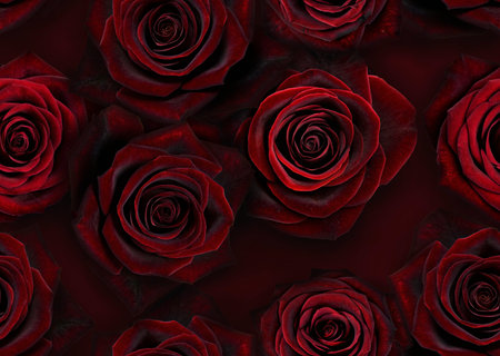 Red roses. Seamless background of red roses. Red burgundy rosesの写真素材