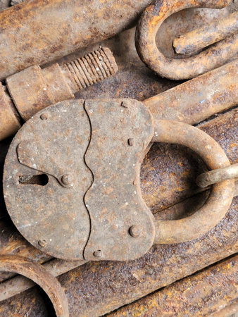 An old rusty padlock. An old rusty padlock