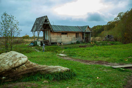 Autumn in the Russian villageの写真素材