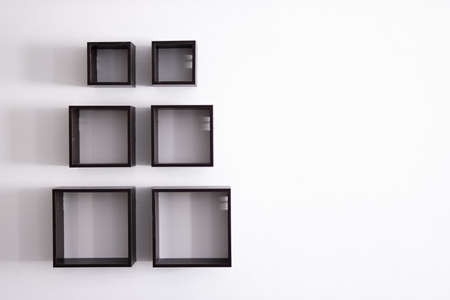 designer shelves on a white wall in an apartment.Design conceptの写真素材