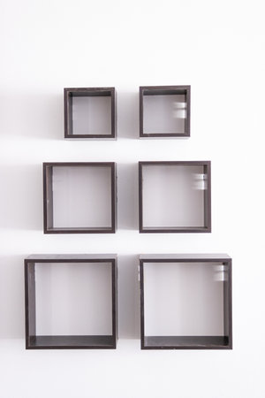 designer shelves on a white wall in an apartment.Design conceptの写真素材