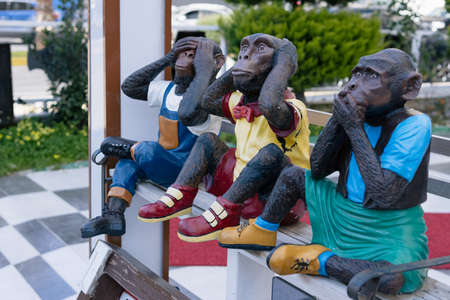 figurines of three monkeys, creative figurines from the designerのeditorial素材