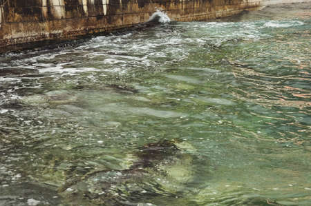 clean water in the bay near the seaの写真素材