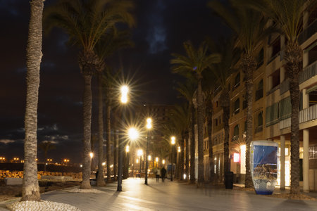 beautiful seascape, evening promenade there is a place for an inscriptionの写真素材