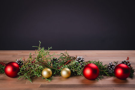 Christmas decoration on wooden background, Christmas card ,close-up.