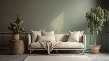 interior with sofa. illustration, 3d illustrationの素材