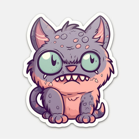 Cute cartoon monster stickers. Isolated on white background.の素材
