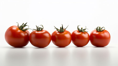 Tomatoes on a white background, close-up, isolated.の素材