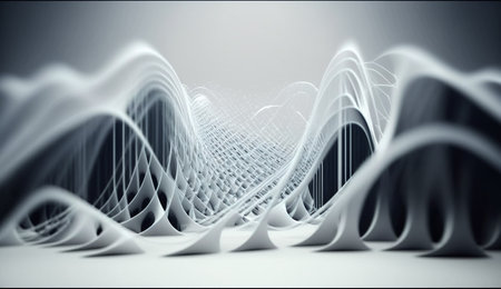 Abstract 3d rendering of wavy lines. Futuristic background.の素材