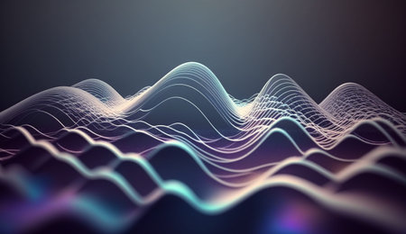 3D rendering of abstract digital waves. Futuristic technology style.の素材