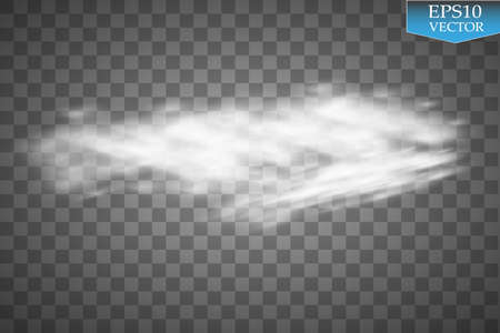 Fog or smoke isolated transparent special effect. White vector cloudiness, mist or smog background.のイラスト素材