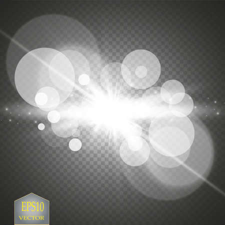 White glowing light burst explosion with transparent. Vector illustration for cool effect decoration with ray sparkles.のイラスト素材