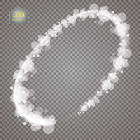 Abstract vector magic glow star light effect with neon blur curved lines. Sparkling dust star trail with bokeh.のイラスト素材