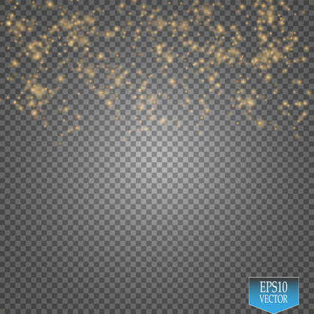 Vector gold glitter wave illustration. Gold star dust trail sparkling particles isolated on transparent background.のイラスト素材
