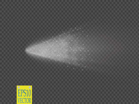 Spray vector effect isolated on transparent background. White fog or smoke with many small particles.のイラスト素材