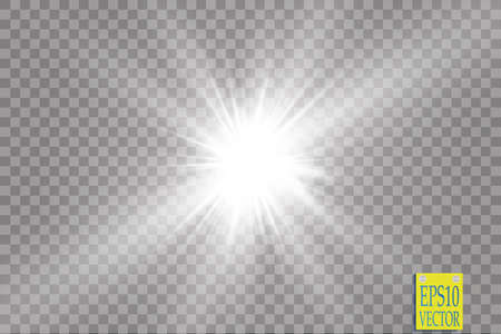 Glow light effect. Starburst with sparkles on transparent background. Vector illustration.のイラスト素材