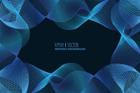Blue wave vector background for business presentation, brochure or flyer design. Blue smoke on dark background.のイラスト素材