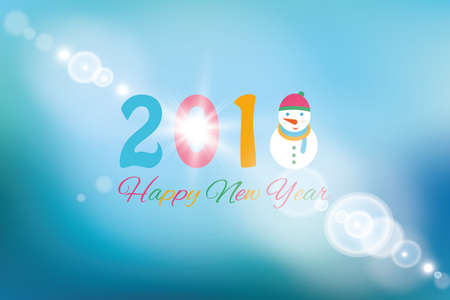Happy new year 2018 background with snowman and snow, vector illustration.のイラスト素材