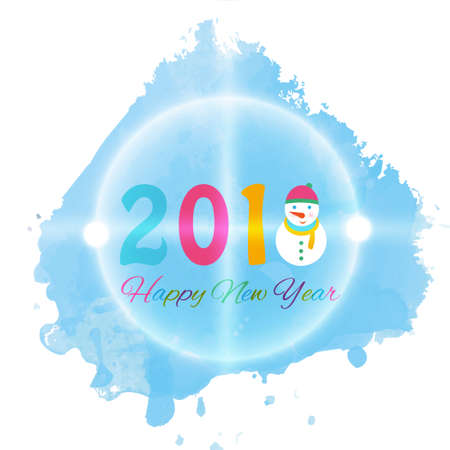Happy new year 2018 background with snowman and snow, vector illustration.のイラスト素材