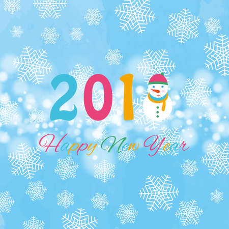 Happy new year 2018 background with snowman and snow vector illustration.のイラスト素材