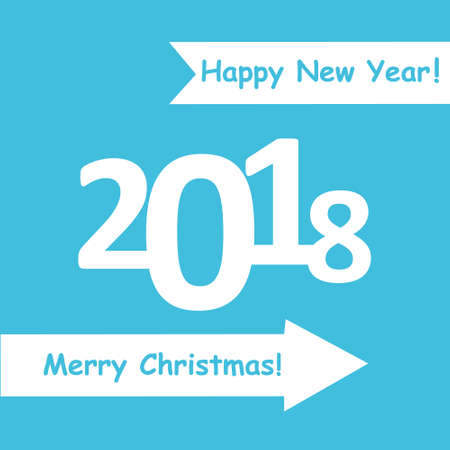 creative happy new year 2018 design. Flat design with shadow. Outline.のイラスト素材