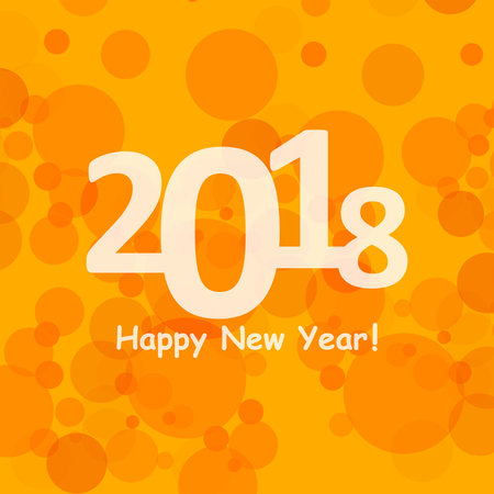 happy new year 2018 in bokeh and lens flare pattern on summer orange backgroundのイラスト素材