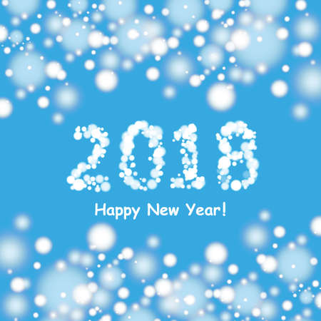Happy new year 2018 background with snowman and snow, vector illustration.のイラスト素材