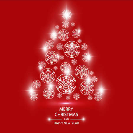 Christmas tree from light vector background. Greeting card or invitation. Merry Christmas and New Year 2018 typographical on holidays backgroundのイラスト素材