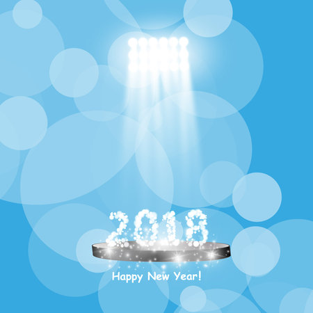 Christmas Party Poster. Happy 2018 New Year Flyer, Greeting Card, Invitation, Menu Design Template. Vector illustrationのイラスト素材