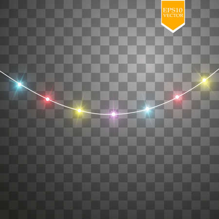 Christmas lights isolated on transparent background.のイラスト素材