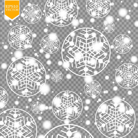 Falling snow effect isolated on transparent background with blurred bokeh.のイラスト素材