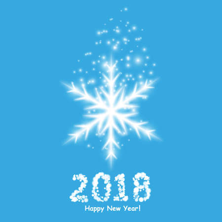 Happy new year 2018 background with snowman and snow, vector illustration.のイラスト素材