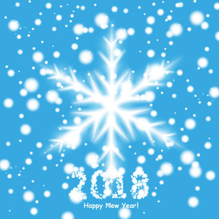 Happy new year 2018 background with snowman and snow, vector illustration.のイラスト素材
