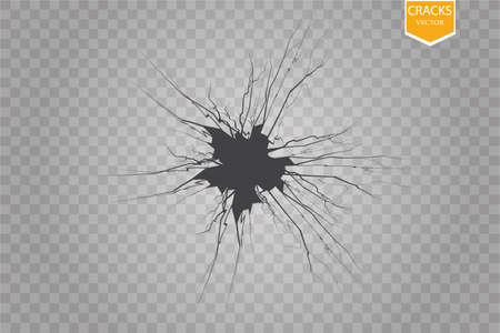 Set of vector cracks isolated on transparent background.のイラスト素材