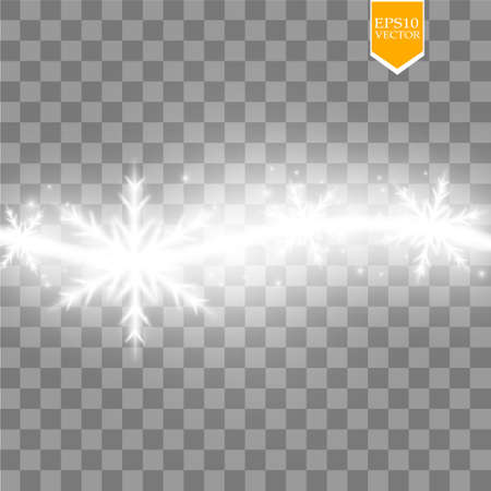 Wave stars and snowflakes trail effect on transparent background. Abstract light painting vector Illustration.のイラスト素材
