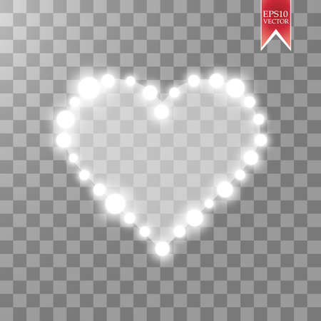 Heart of the lamps on a transparent background. Valentines day card. Heart with inscription I Love You. Vector illustrationのイラスト素材