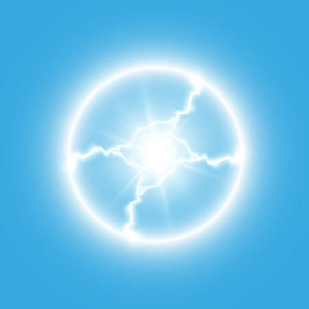 Transparent light effect of electric ball lightning. Magic plasma ballのイラスト素材