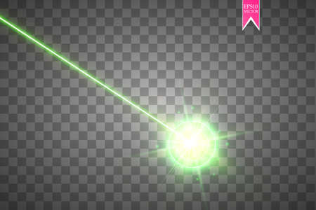 Abstract green laser beam. Laser security beam isolated on transparent background. Light ray with glow target flash. Vector illustration.のイラスト素材
