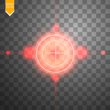 Neon red target isolated. Game Interface Element. Vector illustrationのイラスト素材