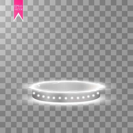 Vector white transparent energy spotlight scene with lightning background. Abstract light effect power modern design. Vectorのイラスト素材