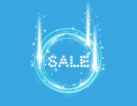 Vector illustration with glowing text Sale with ring on the blue backgroundのイラスト素材