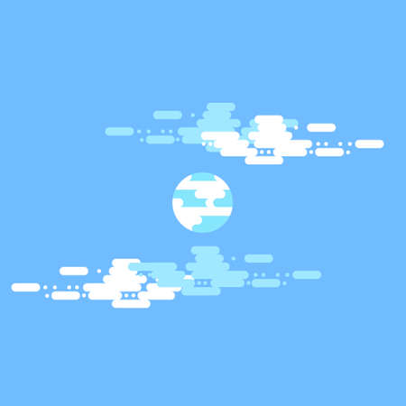Day vector flat illustrations or banners. Sun. Half day sun with clouds. Flat illustration of sky and weather broadcasting, cloud and life, period and cycle for banners of mobile app backgroundsのイラスト素材