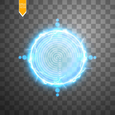 Neon Target with lightning isolated. Game Interface Element. Vectorのイラスト素材