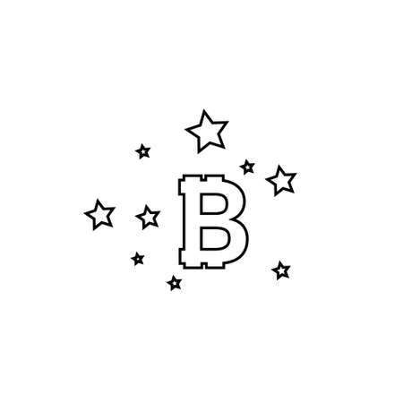 Bitcoin coin with stars. Abstract Falling bitcoin- Black Shooting bitcoin with Elegant Star Trail on White Background - Stars, Bitcoinのイラスト素材