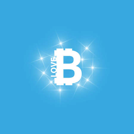 I love Digital bitcoins symbol with light effect on transparent backgraund.のイラスト素材