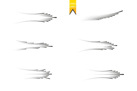 Set speed lines isolated set. Motion effect for your design. Black lines on white background. Vectorのイラスト素材