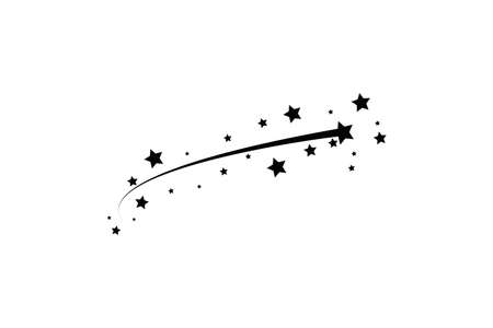 Abstract Falling Star - Black Shooting Star with Elegant Star Trail on White Background - Meteoroid, Comet, Asteroid, Starsのイラスト素材