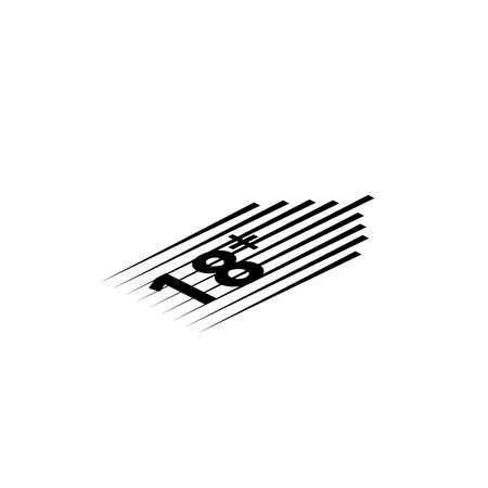 18 age warning stamp and speed lines illustration, flat design