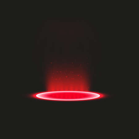 Magic fantasy portal. Futuristic teleport. Light effect. Blue candles rays of a night scene with sparks on a transparent background. Empty light effect of the podium. Disco club dancefloor. Vectorのイラスト素材